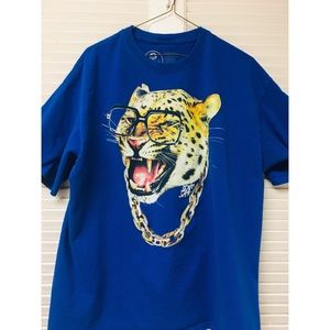 Blue Jaguar T-Shirt A-Lab Gold Chain Hip Hop Rap